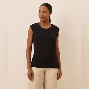 PACT Women's Slub Knit Muscle T-shirt Black - Size XXXL Organic Cotton - EUC/LN